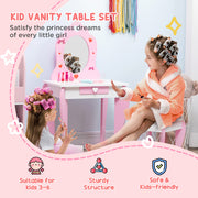 4 Piece Kids Bedroom Furniture Set with Bed Toy Box and Vanity for Ages 3 to 6 Pink AOSOM