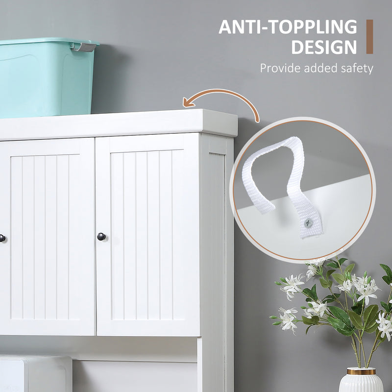 Freestanding Kitchen Storage Cabinet with Open Countertop and Drawer 180cm White