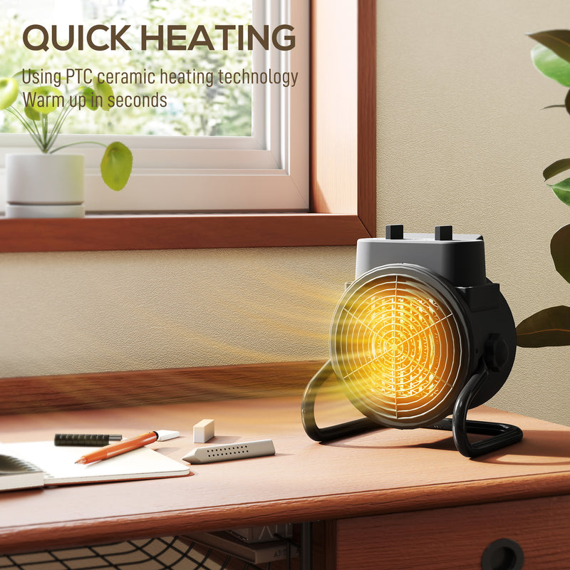 2000W Portable Ceramic Electric Heater With Fan Ideal For Home Or Office Use Black