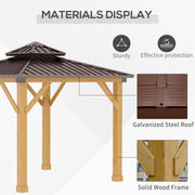 3m x 3m Hardtop Gazebo with Solid Wood Frame and Two Tier Roof for Garden by Outsunny