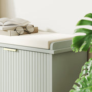 Green Shoe Storage Bench with Cushion Seat Holds Ten Pairs by HOMCOM