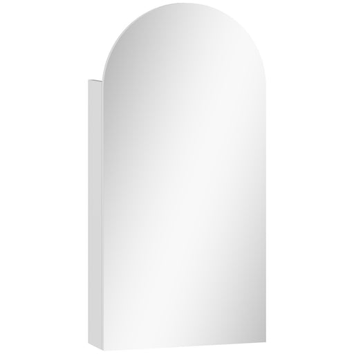 Arched Bathroom Mirror Cabinet with Adjustable Glass Shelves for Storage, White