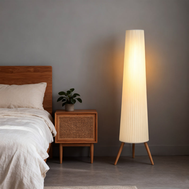 Dimmable Tripod Floor Lamp with Foot Switch for Living Room and Bedroom Lighting White AOSOM