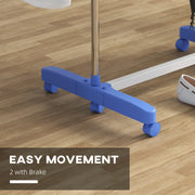 Folding Three Tier Clothes Airer With Side Arms And Wheels For Indoor Drying, Blue