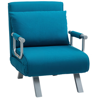 Blue 4 in 1 Faux Suede Sleeper Chair Bed Versatile Folding Sofa by HOMCOM