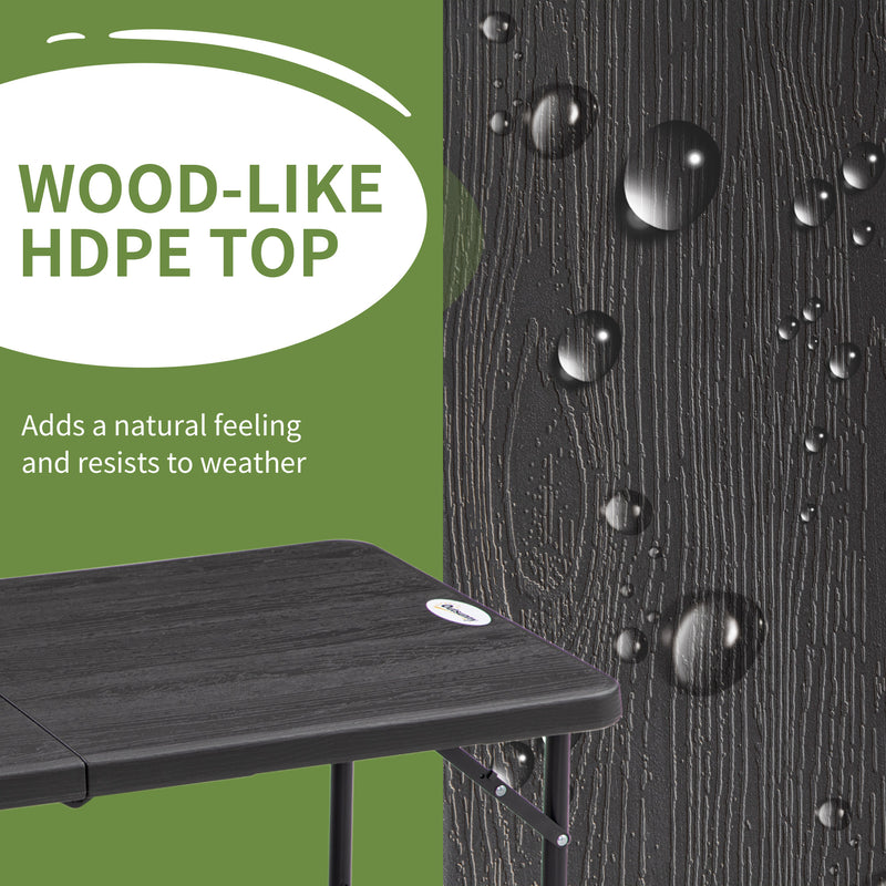 Foldable Patio Dining Table for 4 with Height Adjustable Legs for Garden or Lawn, Dark Grey