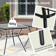 Square Garden Coffee Table With Faux Marble Top And Parasol Hole For Patio Use