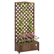 53L Wooden Garden Planter Box with Trellis for Climbing Plants Dark Brown by Outsunny