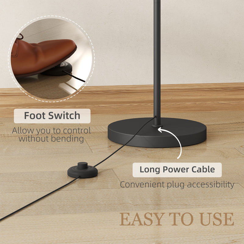 Black LED Floor Lamp With Stepless Dimming Magnetic Remote And Timer For Reading Rooms AOSOM