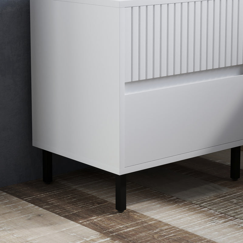 Set of 2 Two Drawer Bedside Tables with Indented Design for Bedroom Storage White