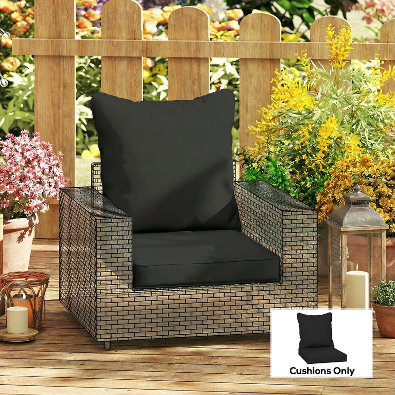 Garden Chair Cushion Set with Thick Padding and Washable Covers Black Outsunny