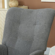 Grey Teddy Fleece Rocking Chair with Wooden Base by HOMCOM