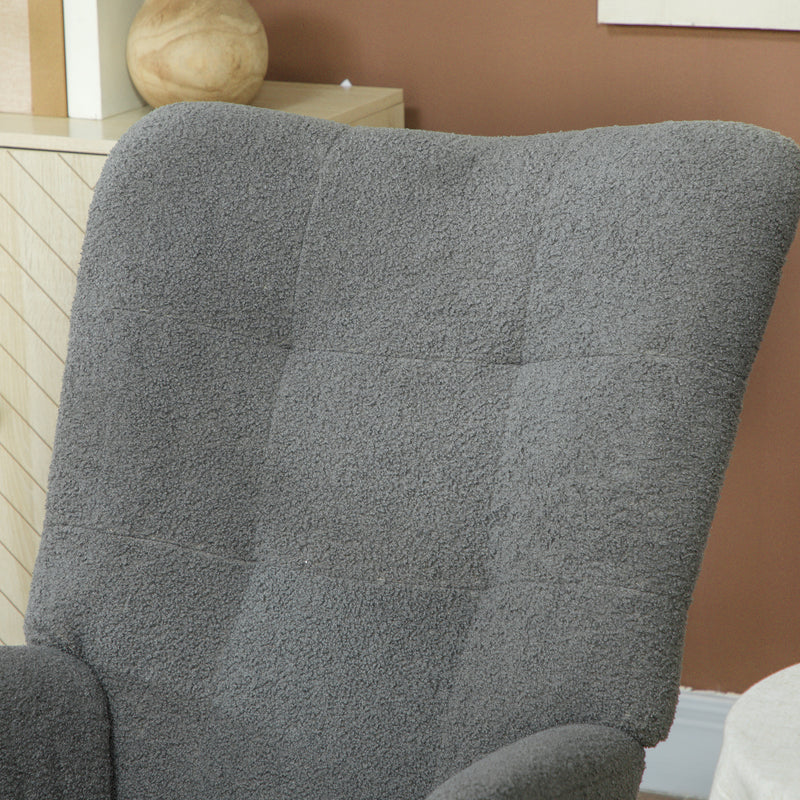 Grey Teddy Fleece Rocking Chair with Wooden Base by HOMCOM