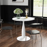 2 Seater Dining Table with Steel Base and Anti Slip Feet for Small Spaces White and Grey