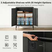 Lockable Metal Storage Cabinet With Adjustable Shelves Ideal For Office Or Garage Use Black