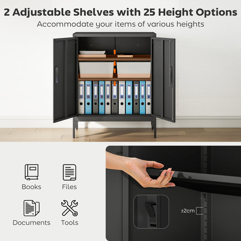 Lockable Metal Storage Cabinet With Adjustable Shelves Ideal For Office Or Garage Use Black