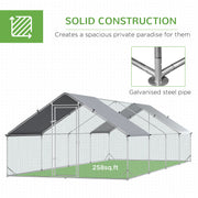 PawHut Chicken Run Galvanised Walk-in Chicken Coop Hen Poultry House Cage Rabbit Hutch with Water-Resist Cover, 3 x 8 x 2m AOSOM