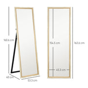 Two Tone Full Length Mirror White and Oak Effect 162 cm Tall Modern Bedroom Decor