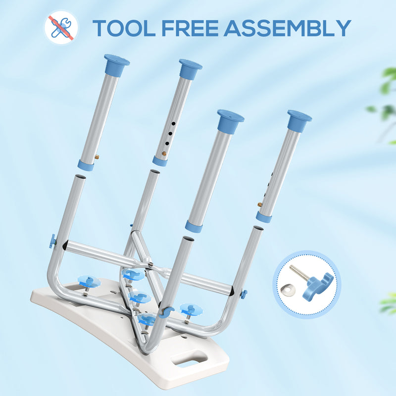 Height Adjustable Aluminium Shower Stool for Bath Safety and Comfort, Light Blue