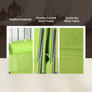 Green Folding Sun Loungers Set of 2 with Reclining Backs and Pillows for Patio or Beach