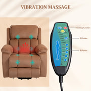 Electric Reclining Lift Chair with Remote and 8 Point Massage Ideal for Elderly Comfort Brown