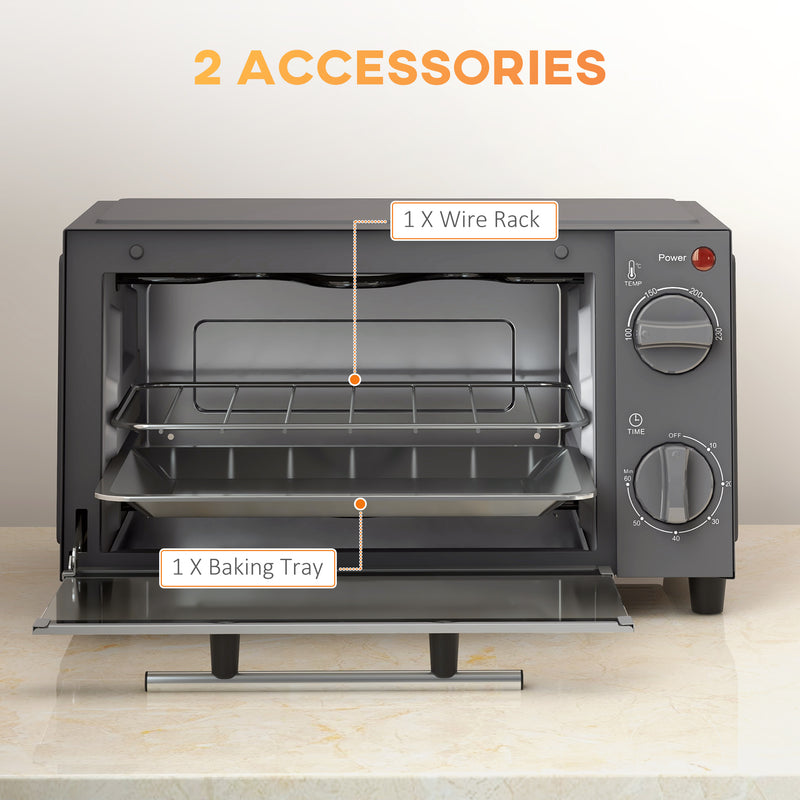 9L Mini Electric Countertop Oven With Timer and Grill Function Ideal for Small Kitchens Grey