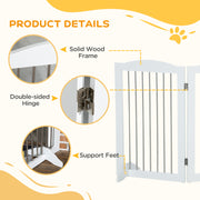 Foldable Freestanding Dog Gate with Support Feet for Doorways and Stairs White