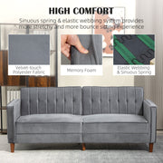 Dark Grey Velvet Feel Three Seater Sofa Bed with Cushioned Seat by HOMCOM