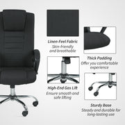 Ergonomic Swivel Office Chair With Linen Look Upholstery For Home Or Desk Use Black