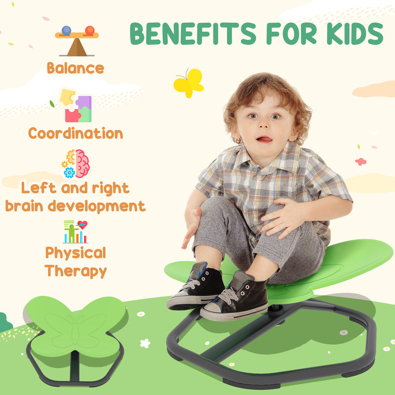 Butterfly Shaped Kids Swivel Chair for Sensory Play and Balance Training Green AOSOM