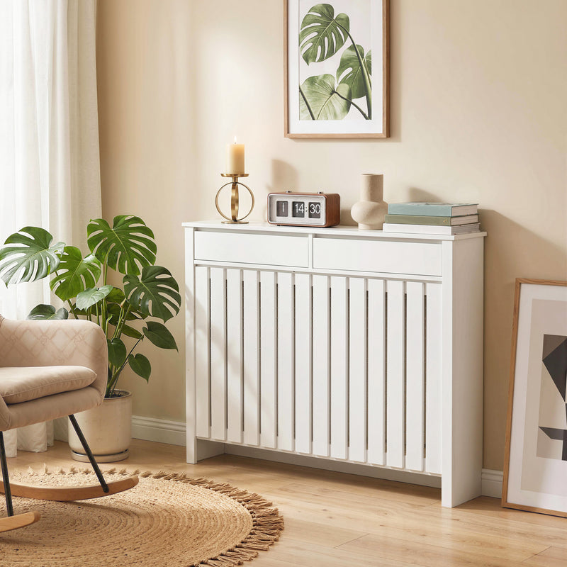 Radiator Cover with Drawers for Safe Heating and Extra Hallway Storage White Homcom