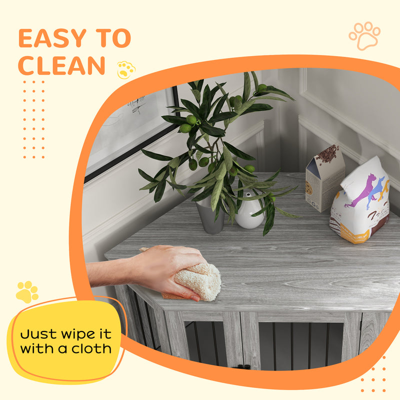 2 in 1 Dog Crate and Side Table with Soft Cushion Ideal for Medium Dogs Grey