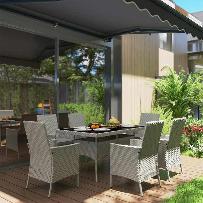 Grey 7 Seater Rattan Dining Set with Cushions for Garden and Patio by Outsunny