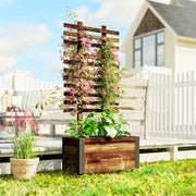 Wooden Raised Garden Bed With Trellis and Wheels for Outdoor Planting Greenhouse Brown Outsunny