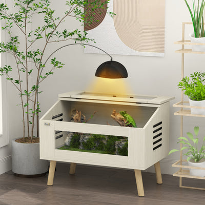 111L Reptile Vivarium Tank with Tempered Glass Ideal for Lizards Snakes and Rodents, Black