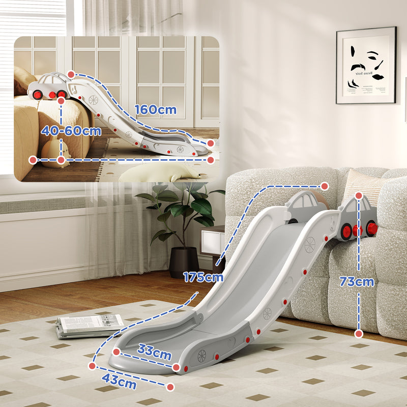 Kids Slide with Extra Long Design for Bed or Sofa Easy to Assemble and Store, Grey