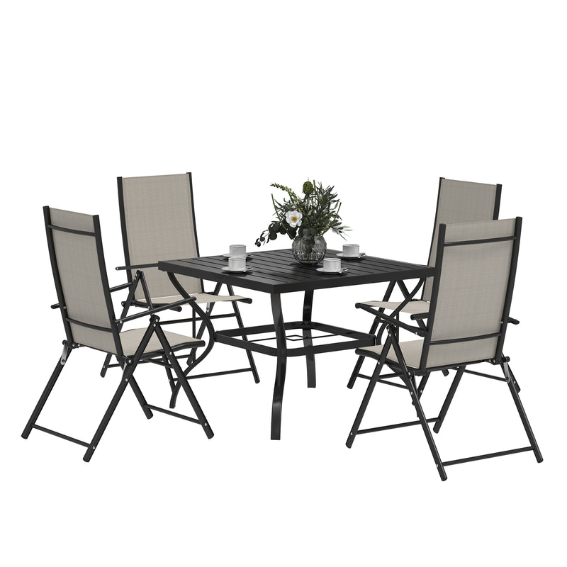 Five Piece Steel Frame Patio Set in Khaki and Black by Outsunny