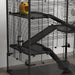 4 Tier Hamster Cage with Deep Glass Base Hut Wheel Food Dish and Water Bottle by PawHut