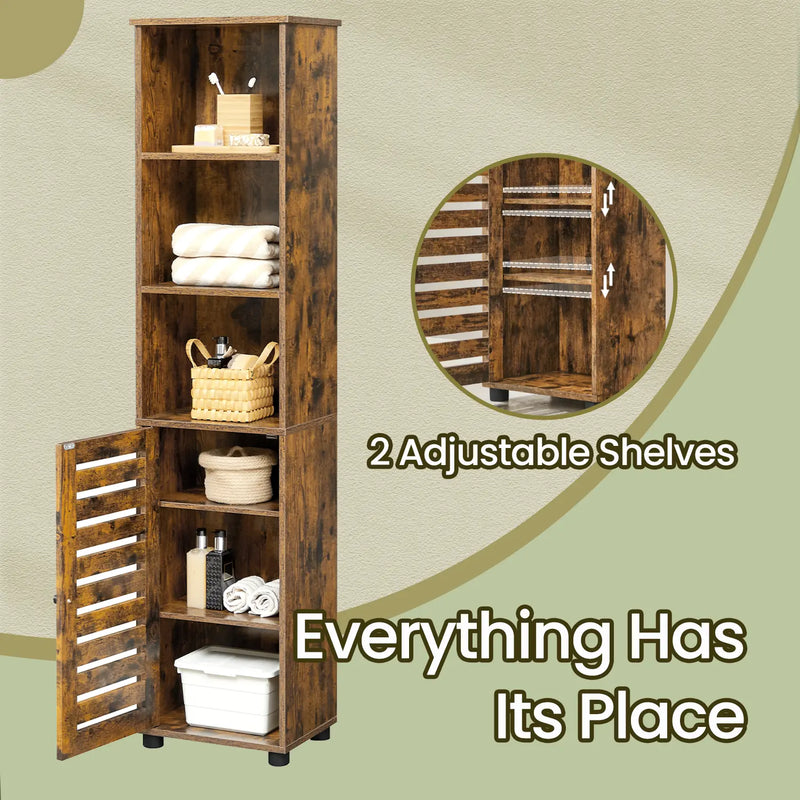Tall Bathroom Storage Cabinet with Open Shelves and Adjustable Compartments by Vasagle