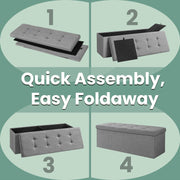 Storage Ottoman Bench Upholstered 110 cm with Hidden Compartment for Bedroom by Songmics