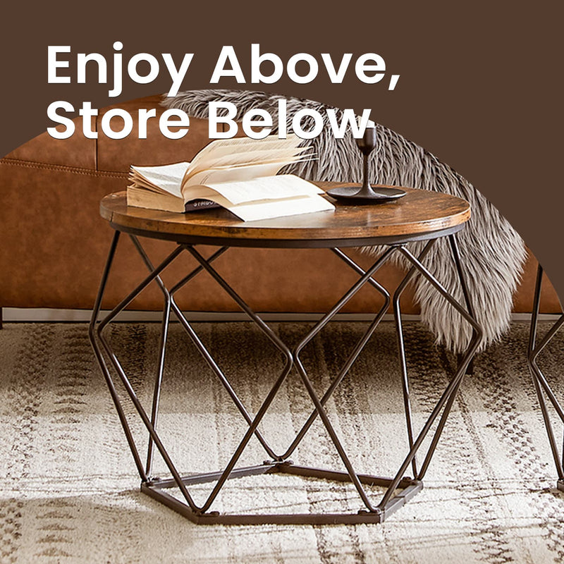 Set of 2 Round Coffee Tables Modern Nesting Design for Living Room by Vasagle