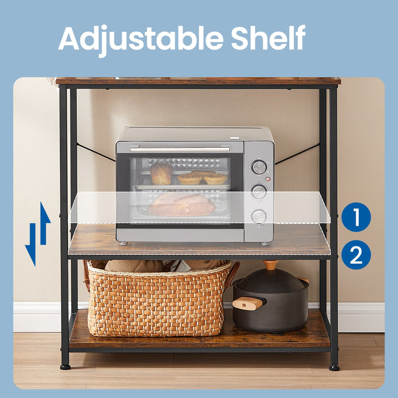 6 Tier Kitchen Baker's Rack with Storage Shelves and Hooks Coffee Bar Organiser by Vasagle