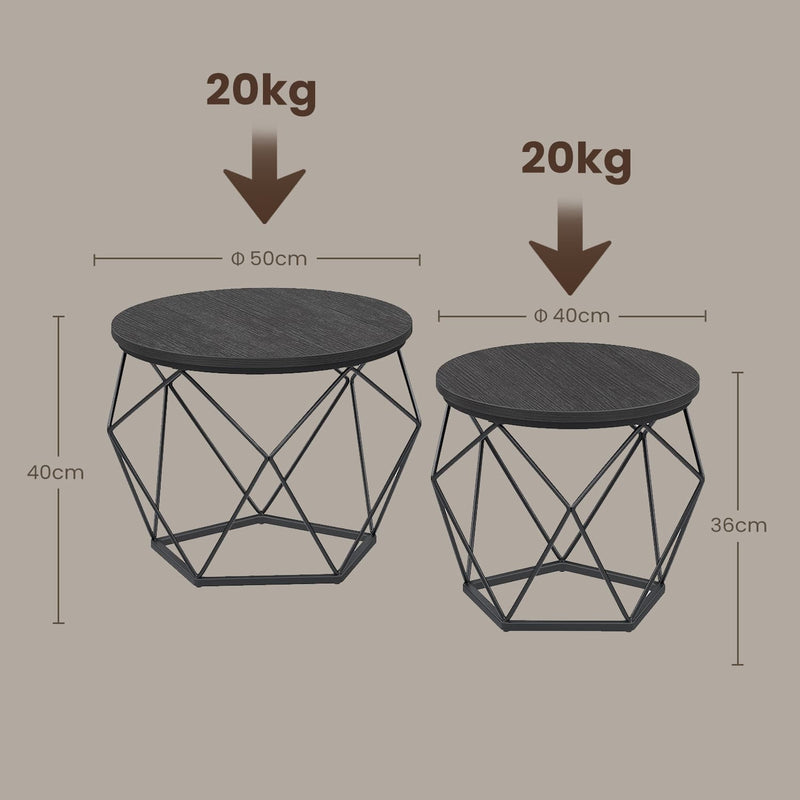 Set of 2 Round Coffee Tables Modern Nesting Side Tables for Living Room by Vasagle