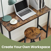 Bar Table Set with 2 Stools Industrial Style Kitchen Dining Furniture by Vasagle