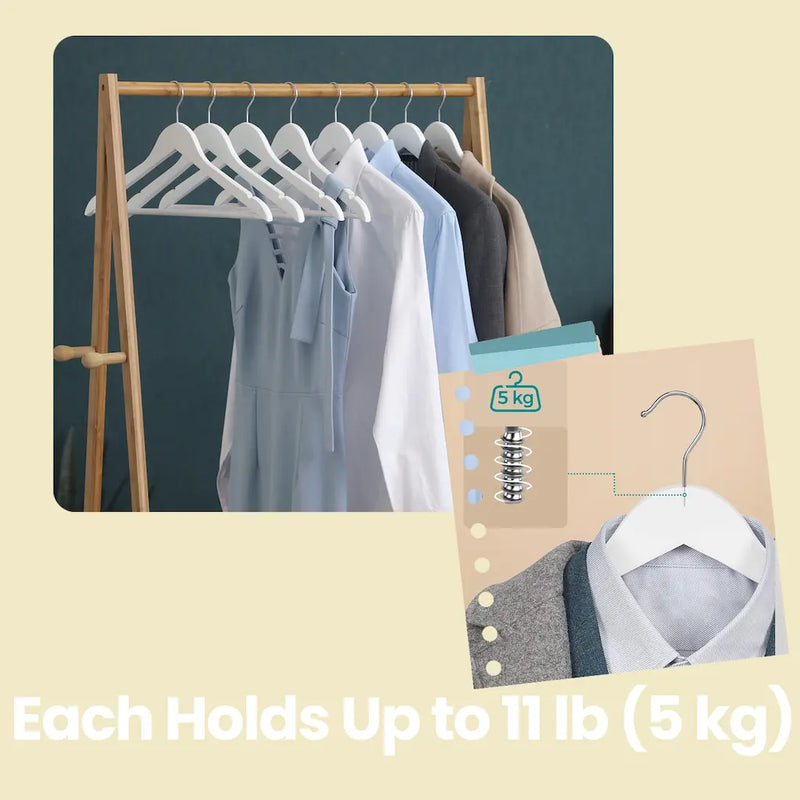 White Wooden Clothes Hangers Set of 20 Durable Coat Hangers for Wardrobes by Songmics