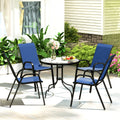 4 Seater Garden Furniture Set with Stackable Chairs and Easy Clean Round Glass Table for Outdoor Use Dark Blue