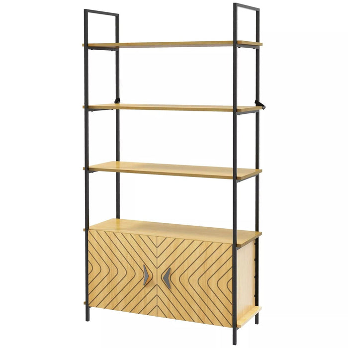 Image of a 4 Tier Open Back Shelving Unit With Cupboard