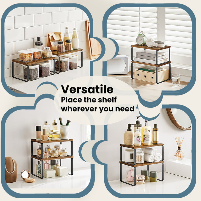 Set of 2 Spice Racks Freestanding Kitchen Organisers for Worktops and Cabinets by Songmics