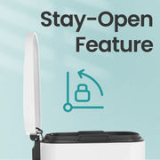 50L Stainless Steel Kitchen Rubbish Bin with Soft Close Lid and Pedal by Songmics