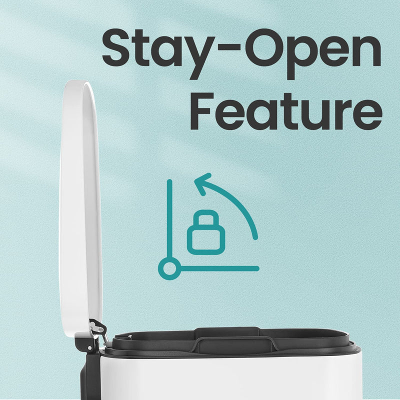 50L Stainless Steel Kitchen Rubbish Bin with Soft Close Lid and Pedal by Songmics